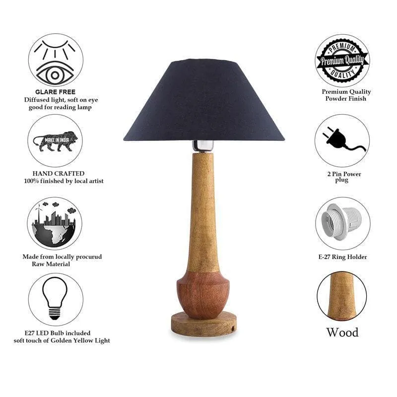 Classic Cubist Fabric Table Lamp With Conical Shade - Brown,Black media 5