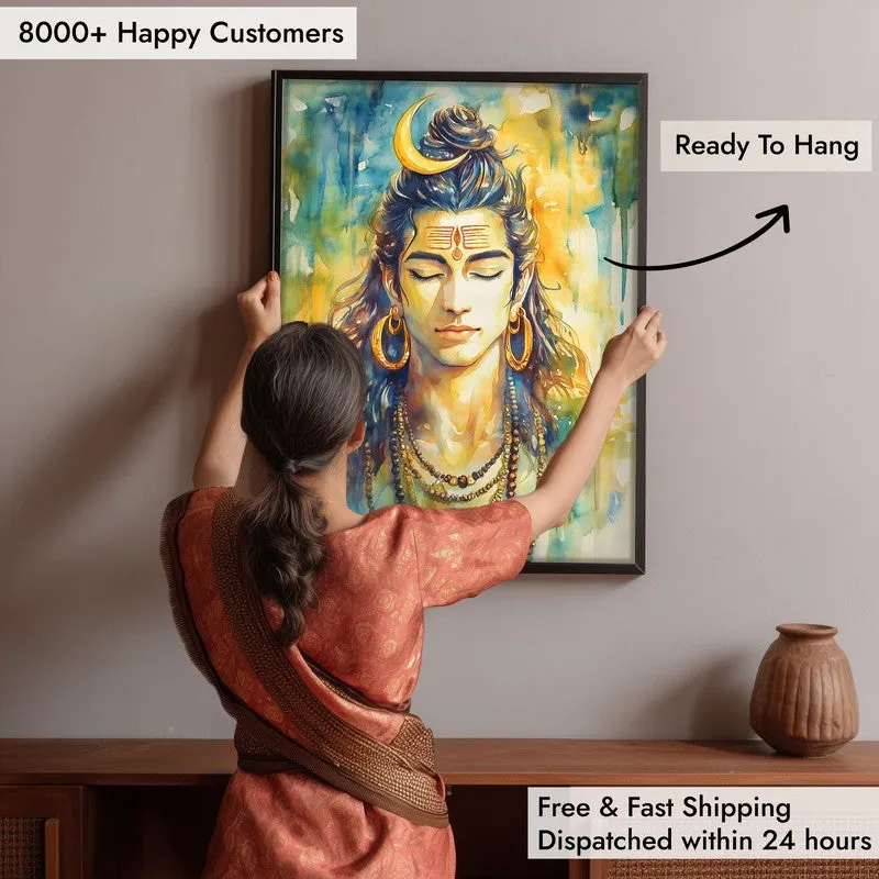 Shaktimayi Durga Spiritual Archival Paper Wall Painting With Frame - Black media 5