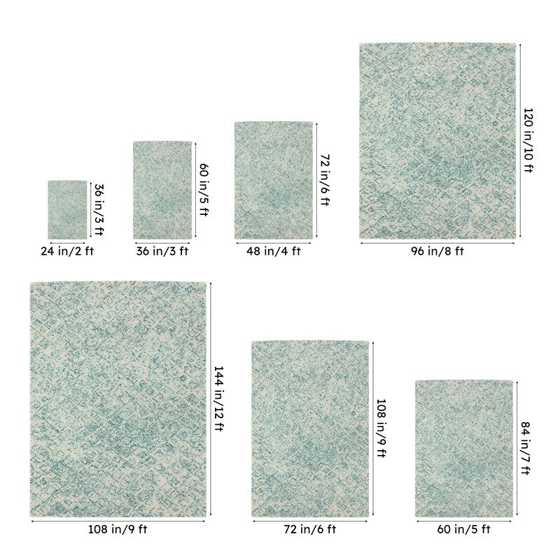 Timeless Textures Hand Tufted Wool Rug - Teal & White media 13