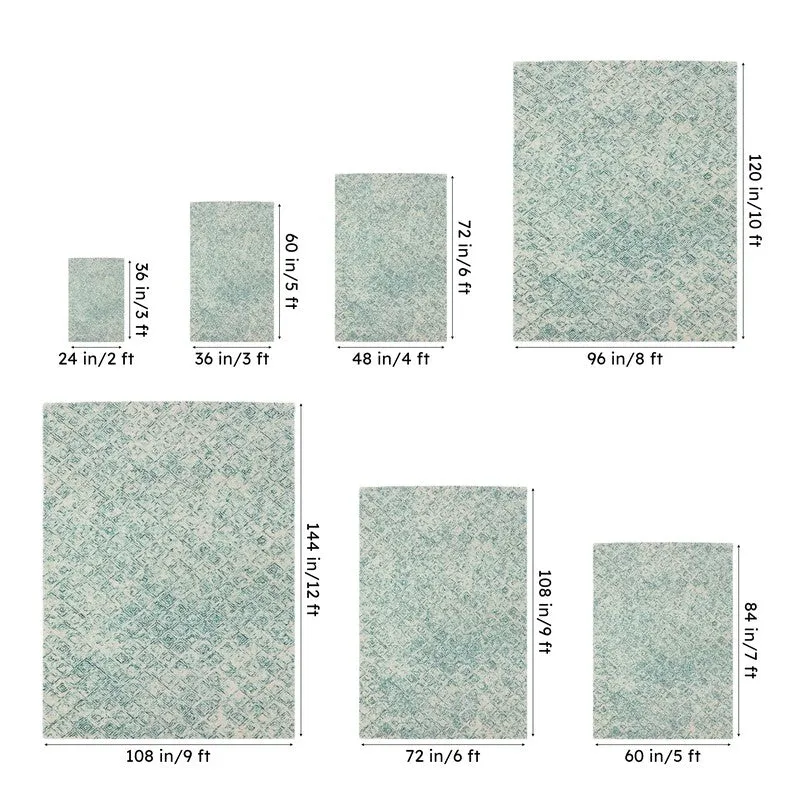 Timeless Textures Hand Tufted Wool Rug - Teal & White media 13