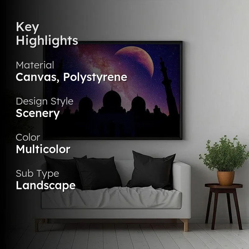 Mosque Silhouette Canvas Wall Painting - Black Frame media 2