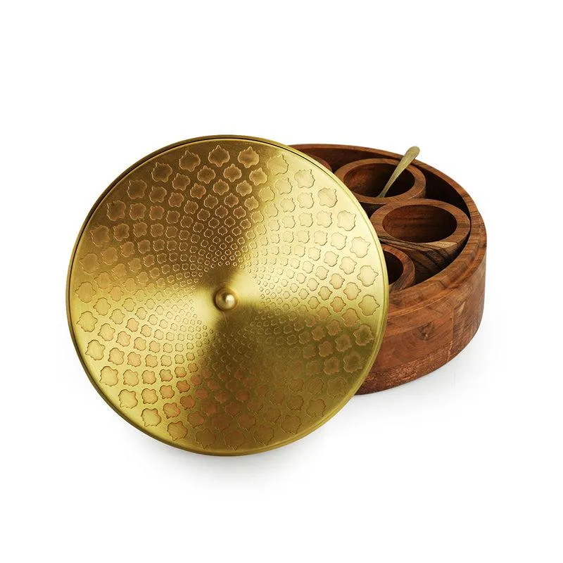 Diwan-E-Spice Sheesham Wood Wood & Brass Masala Box - 60 ML media 4
