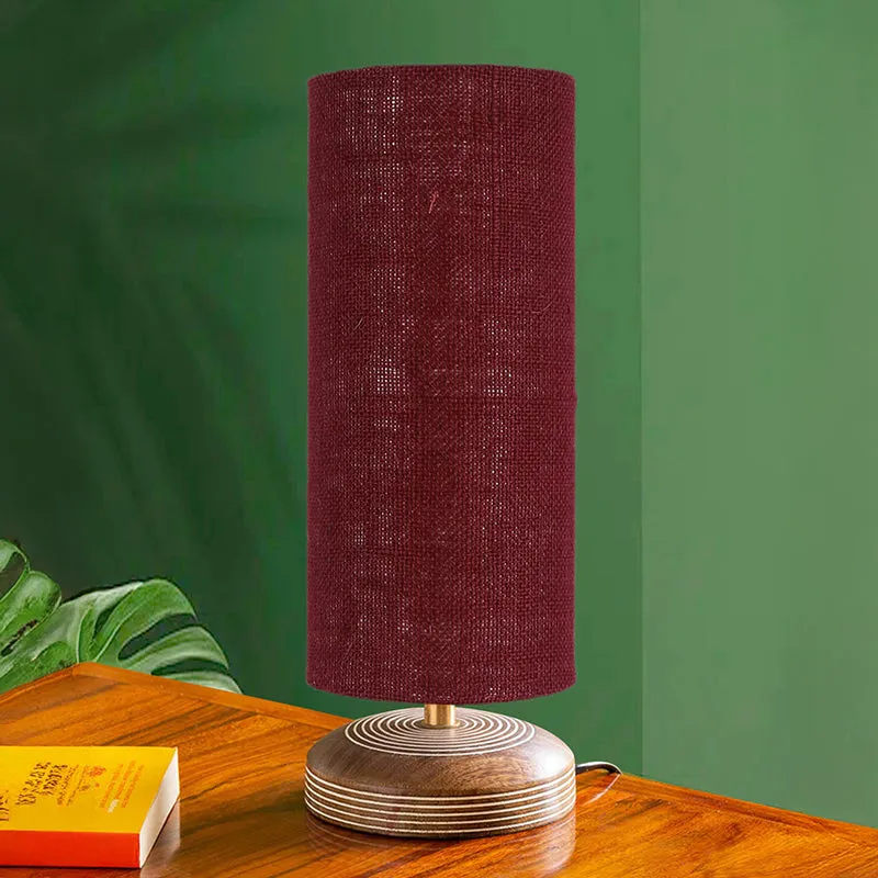 Savera Siera Fabric Table Lamp - Maroon,Brown media 3