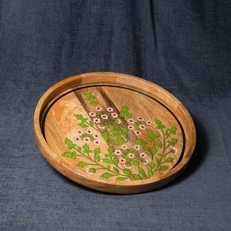 BloomCraft Floral Wood Rotating Serving Platter media 4