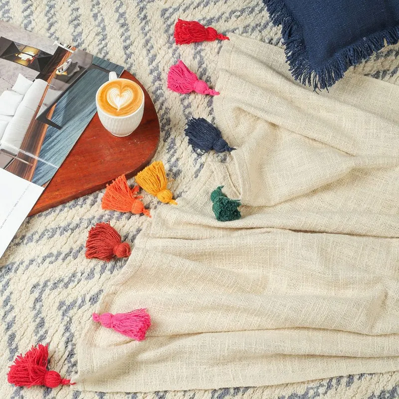 Tassura Tasselled Cotton Throw - Multicolor media 7