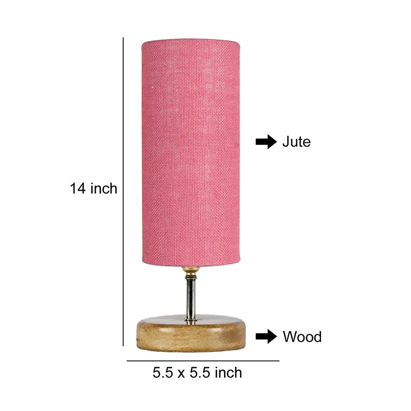 Hisha Wooden Table Lamp With Jute Shade - Pink,Brown media 5