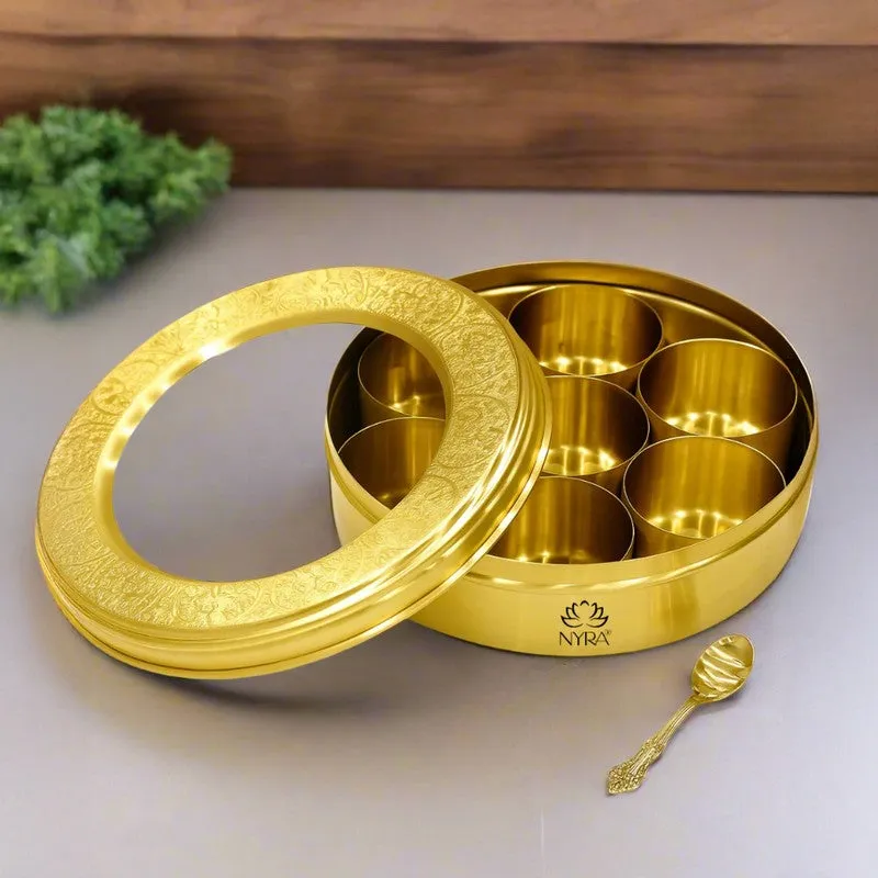 Seara Brass Masala Box with Conatiners - Eight Piece Set media 9