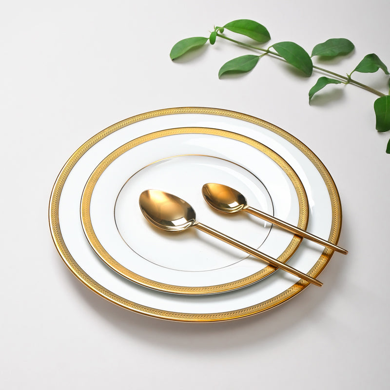 Vienna 24k Gold Brushed Porcelain Dinner Set (Gold) - 41 Piece Set media 3
