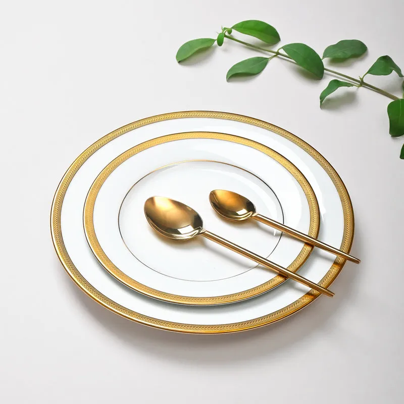 Vienna 24k Gold Brushed Porcelain Dinner Set (Gold) - 41 Piece Set media 3