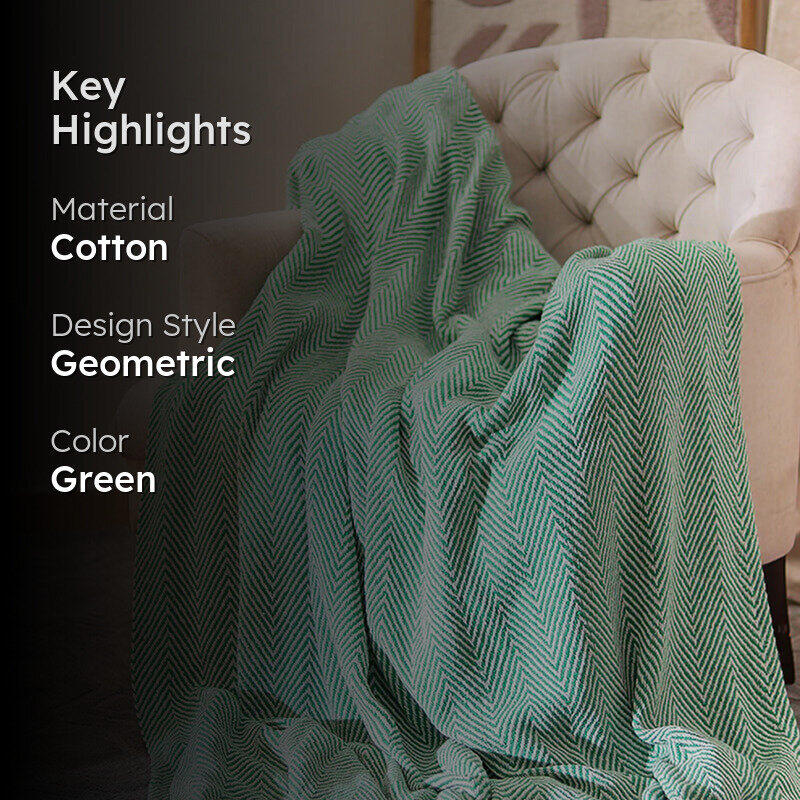 Cozy Chevron Geometric Throw - Green media 2