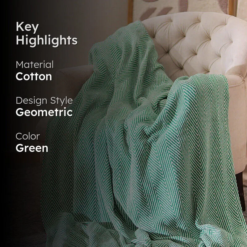 Cozy Chevron Geometric Throw - Green media 2