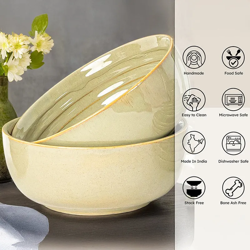 Lilyvein Porcelain Serving Bowl (Green/1000 mL) - Set Of Two media 4