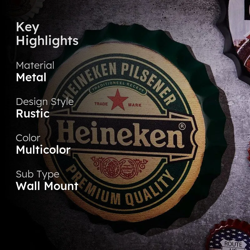 Heineken Premium Bottle Cap Metal Wall Accent media 2