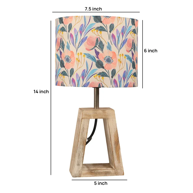 Painted Flower Fabric Table Lamp - Multicolor media 5