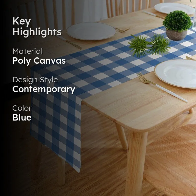 Mabel Checkered Poly Canvas Table Runner - Blue media 2