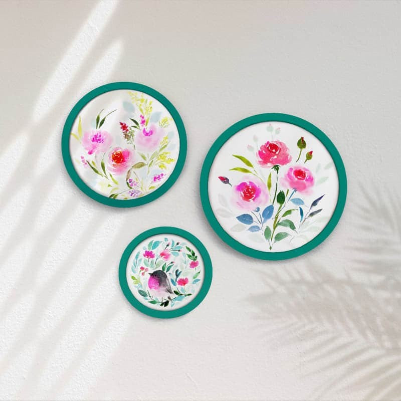 Flora Tune Handpainted Wall Plate - Set Of Three