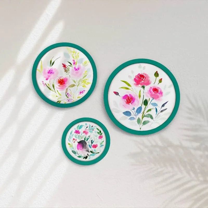 Flora Tune Handpainted Wall Plate - Set Of Three media 1
