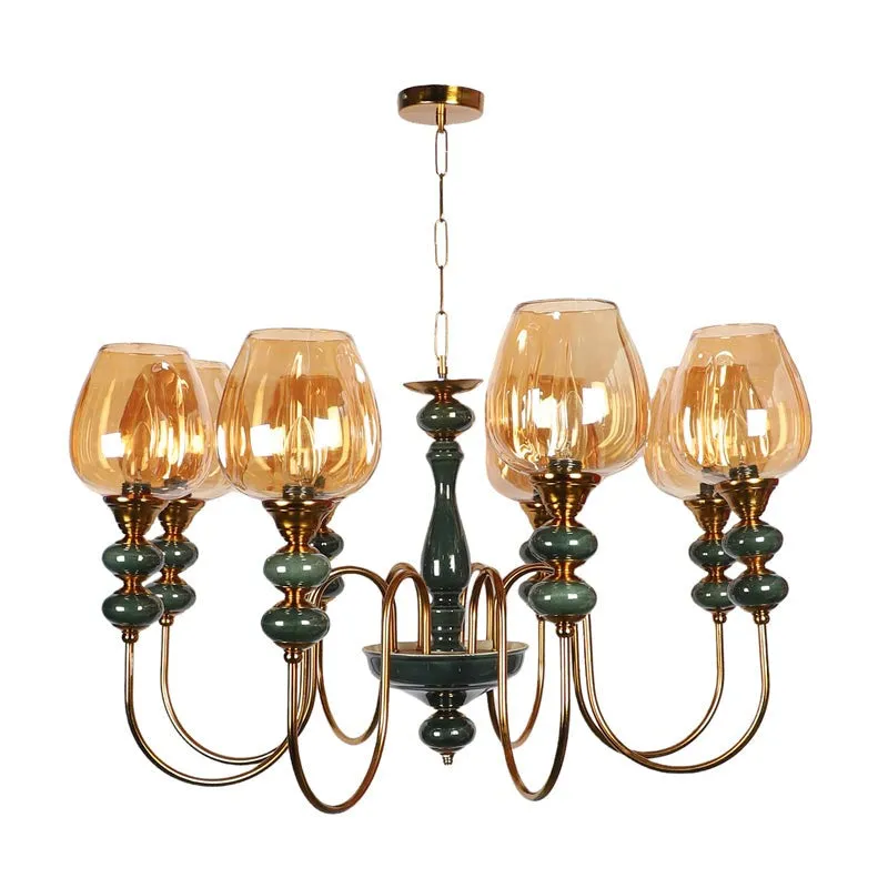 Creslen Glass Cluster Chandelier - Gold & Blue media 7