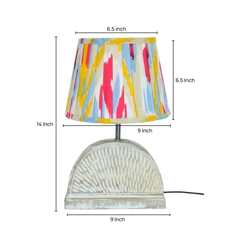 Brushmere Wooden Base Cotton Table Lamp - Multicolor media 5
