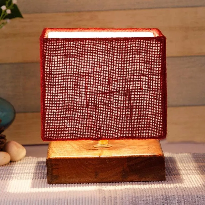 Solid Cusp Fabric Table Lamp - Red,Brown media 1