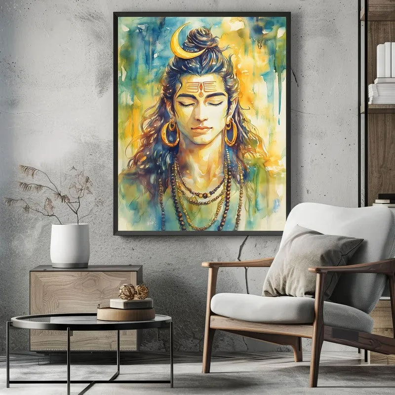 Shaktimayi Durga Spiritual Archival Paper Wall Painting With Frame - Black media 3