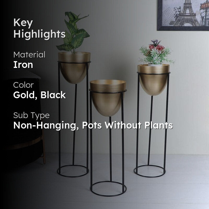 Kiromia Floor Planter (Gold) - Set Of Three media 2