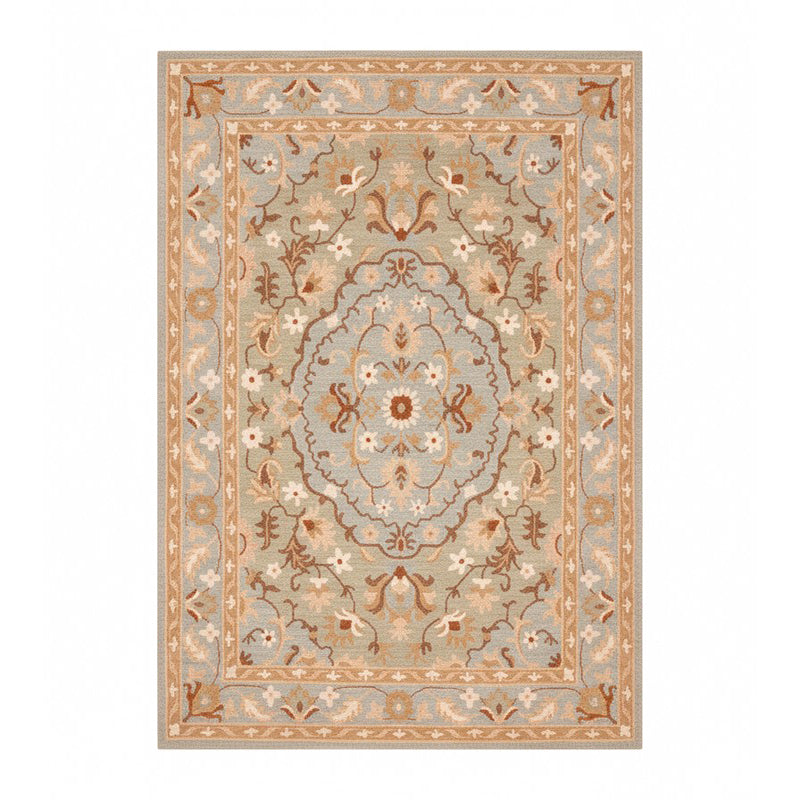 Mithras Ethnic Wool & Nylon Carpet - Grey & Green media 1