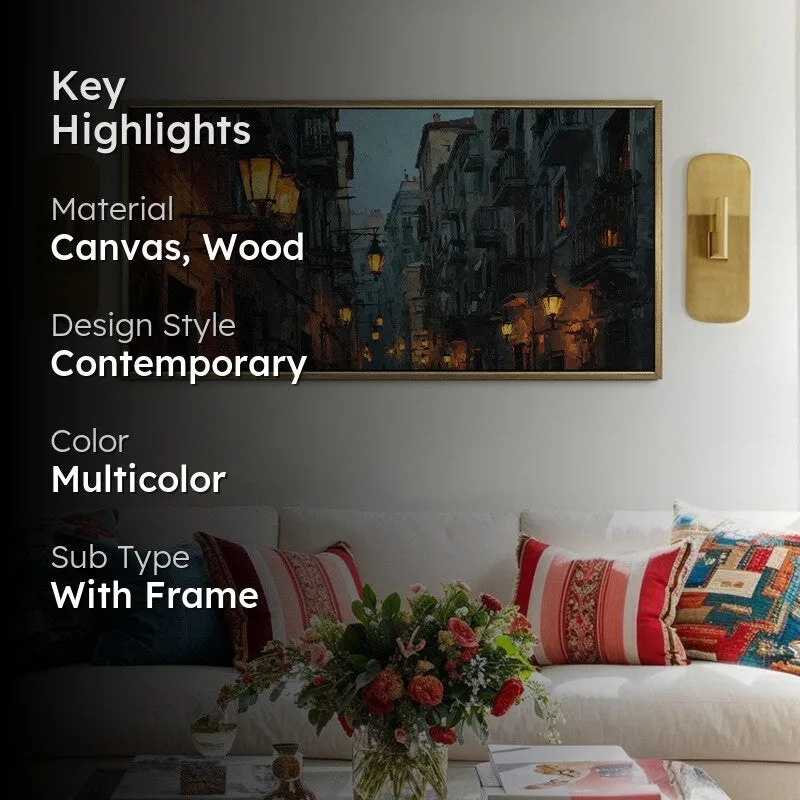 Lanterned Way Canvas Wall Painting With Frame media 2