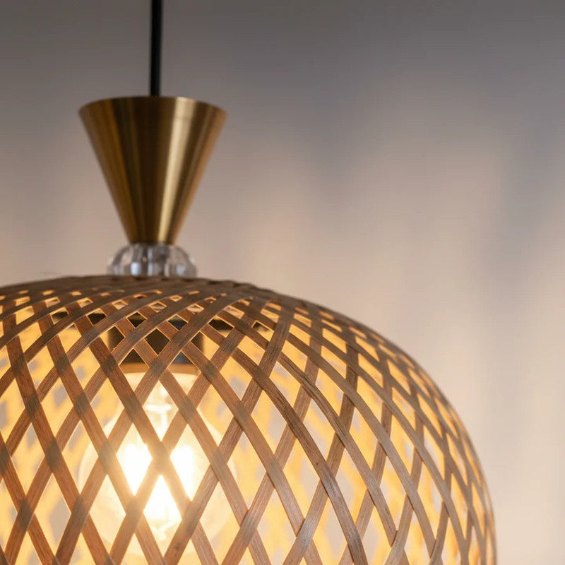 Amber Basket Rattan Cane Ceiling Lamp media 5