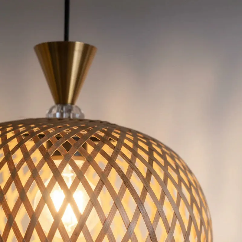 Amber Basket Rattan Cane Ceiling Lamp media 5
