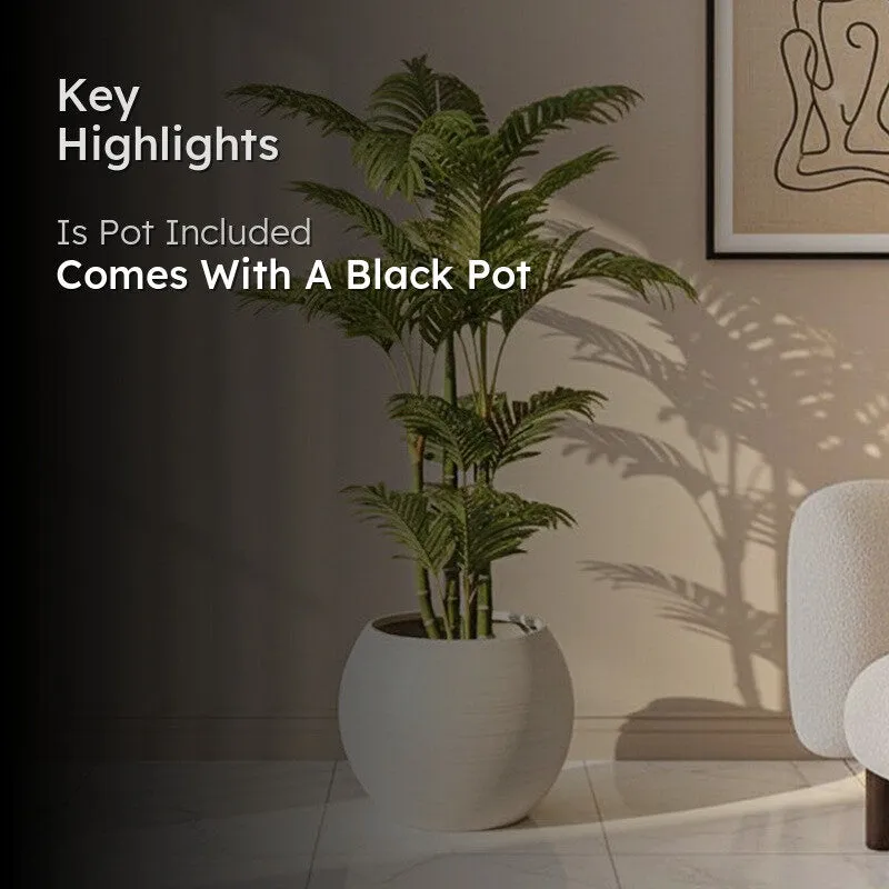 Faux Tropic Cane Palm With Black Plastic Pot - 4.27 ft media 2