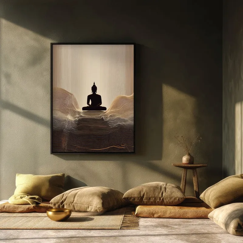 Sacred Stillness Buddha Archival Paper Wall Painting With Black Frame media 3