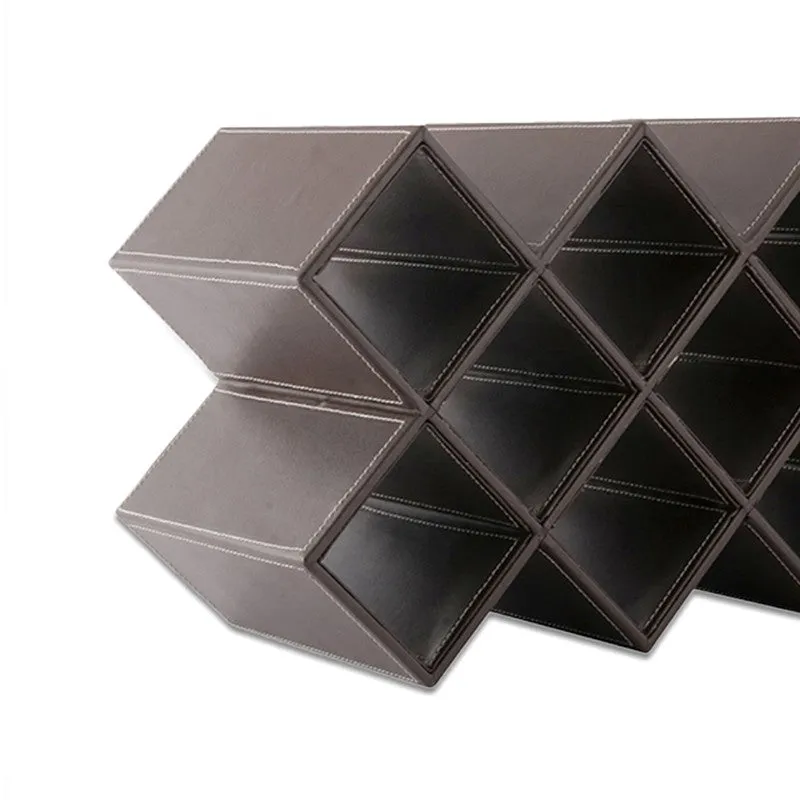 AarviDecor Modern Matrix Faux Leather Wine Rack - Brown media 6