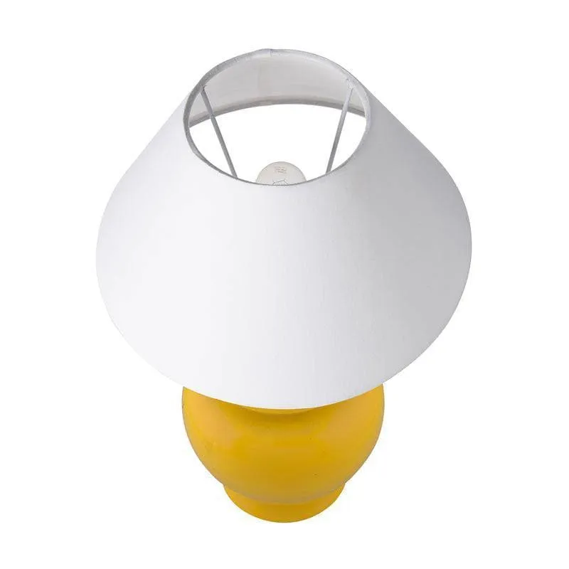 Fancy Ceramic Table Lamp With Conical Shade - Yellow,White media 3