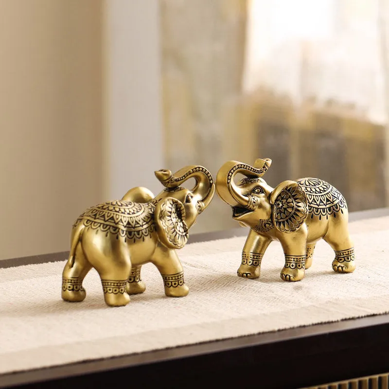 Ethnic Ornate Gaja Showpiece - Set Of Two - 7
