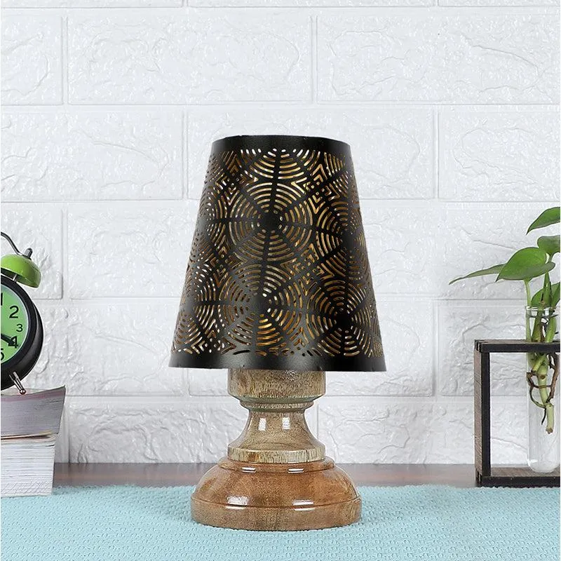 Harolda Etched Metal Table Lamp - Black,Brown media 3