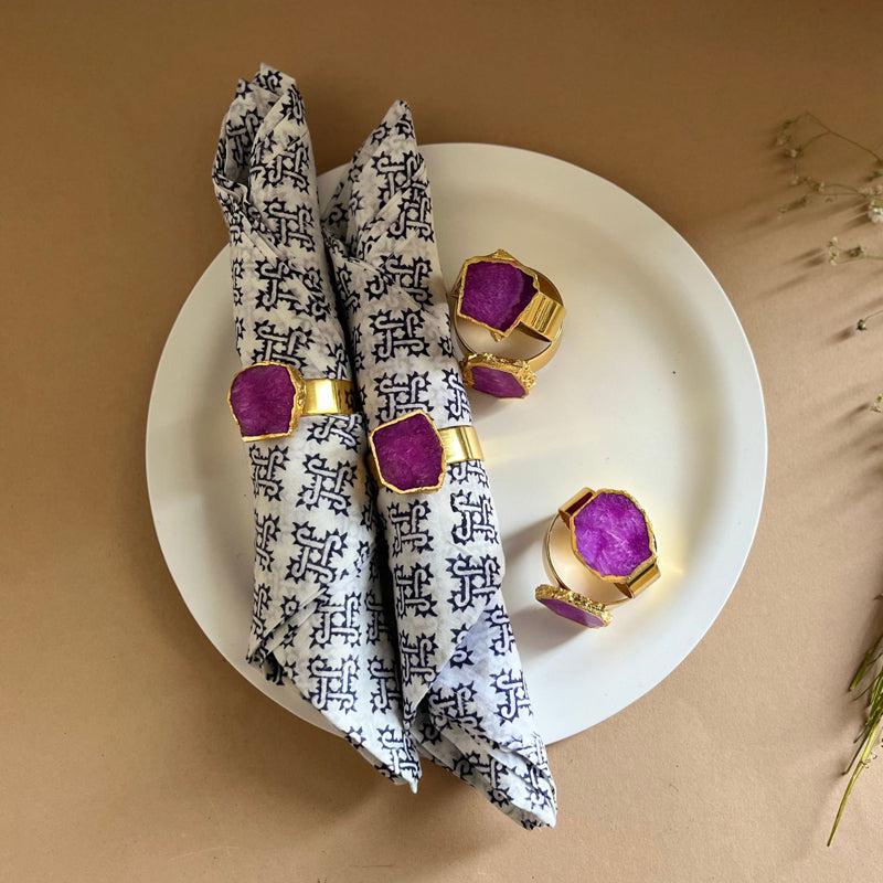 Suzzaine Handcrafted Agate Napkin Rings (Pink) - Set Of Six media 4