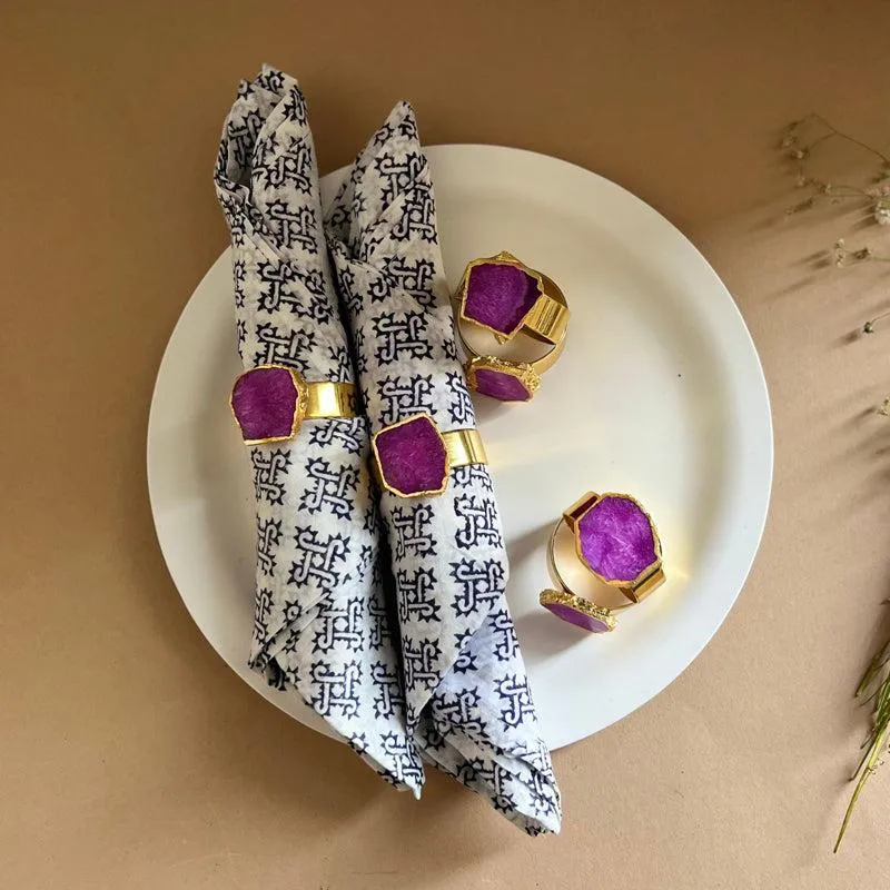 Suzzaine Handcrafted Agate Napkin Rings (Pink) - Set Of Six media 4