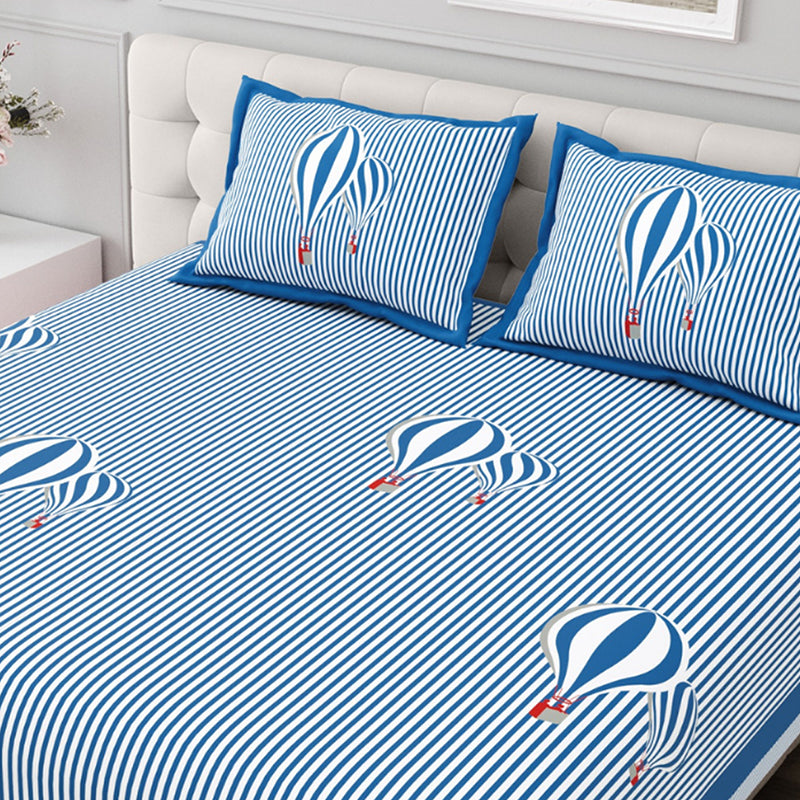 Illusion Stripey Balloon Cotton Bedsheet (Blue) - 200 TC media 5