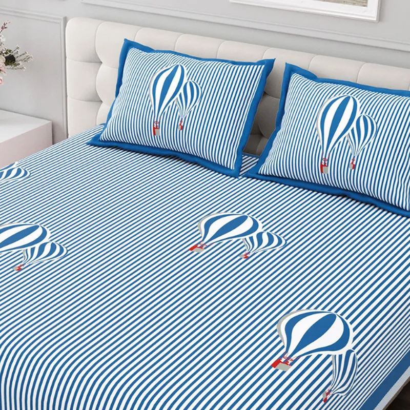 Illusion Stripey Balloon Cotton Bedsheet (Blue) - 200 TC media 5