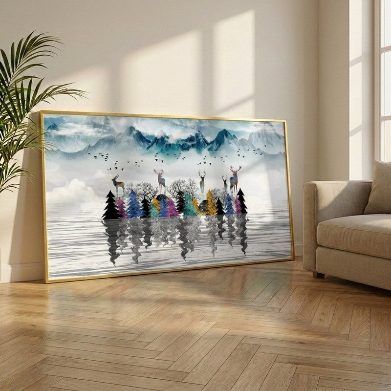 Twilight Peaks Canvas Wall Painting With Frame