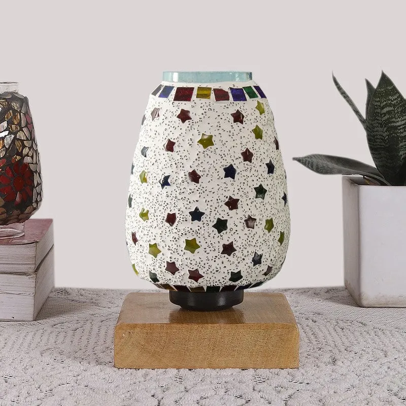 Velora Glass Table Lamp With Wooden Base - Multicolor media 4
