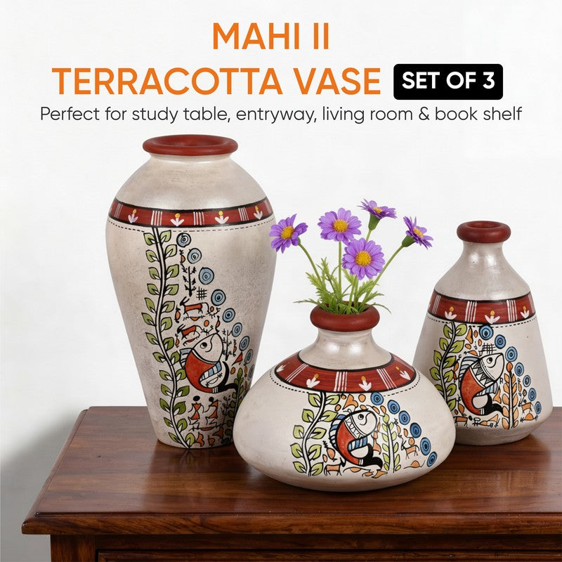 Ourania Tribal Terracotta Vase - Set Of Three media 10