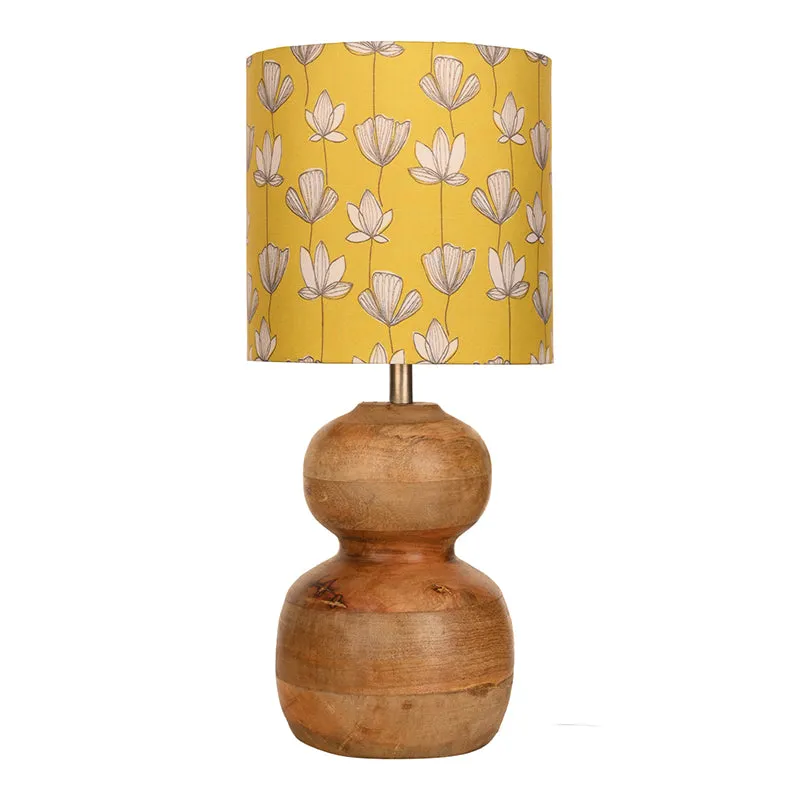 Simona Flora Fabric Table Lamp with Wooden Base - Yellow media 4