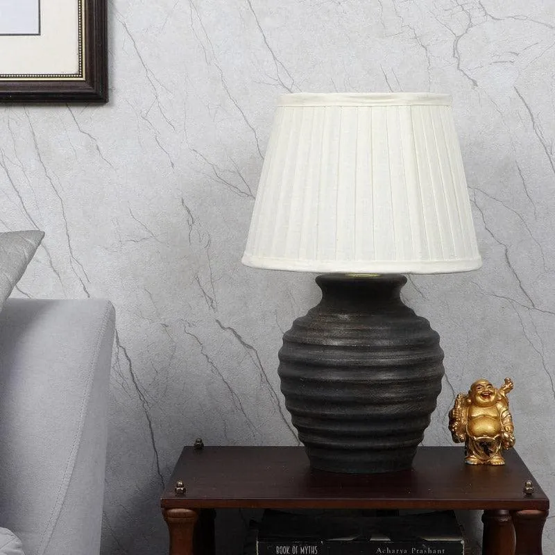 Vesara Palmer Fabric Table Lamp - White,Black media 3