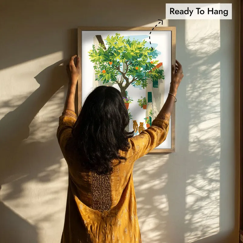 Garden Path Canvas Wall Painting - Brown Frame media 8