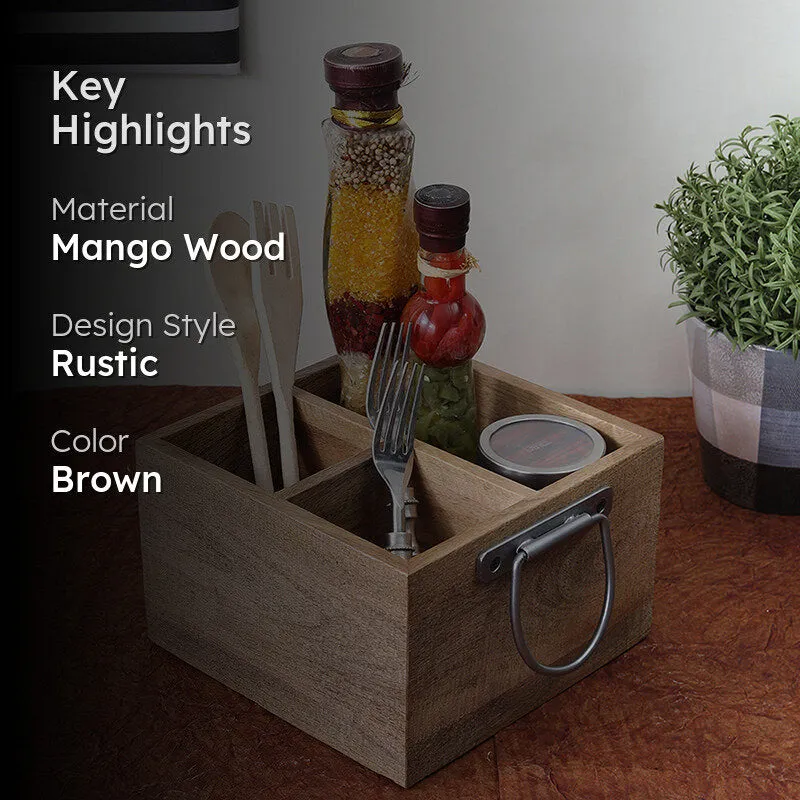 Azor Wood Cutlery Holder - Brown media 2