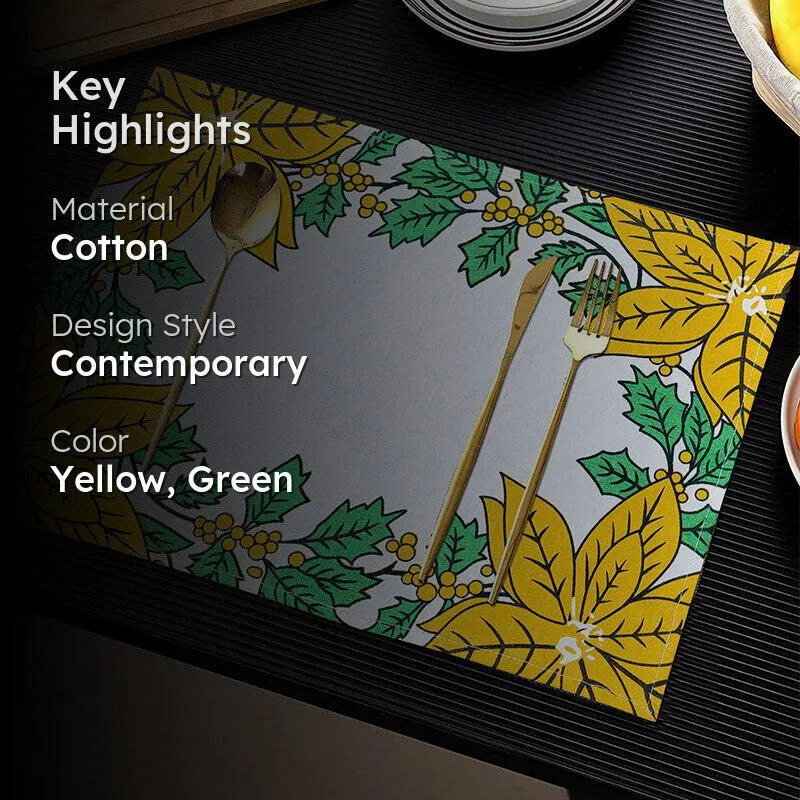 Acora Floral Placemat (Yellow) - Set of Eight media 2