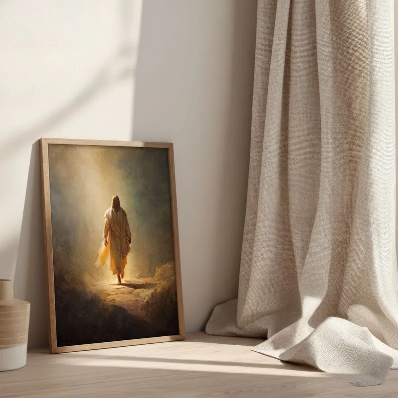 Heavenly Path Archival Paper Wall Painting With Brown Frame media 3