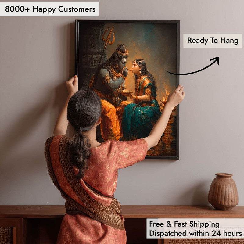 Divine Couple Mahadev and Parvati Blissful Archival Paper Wall Art media 5